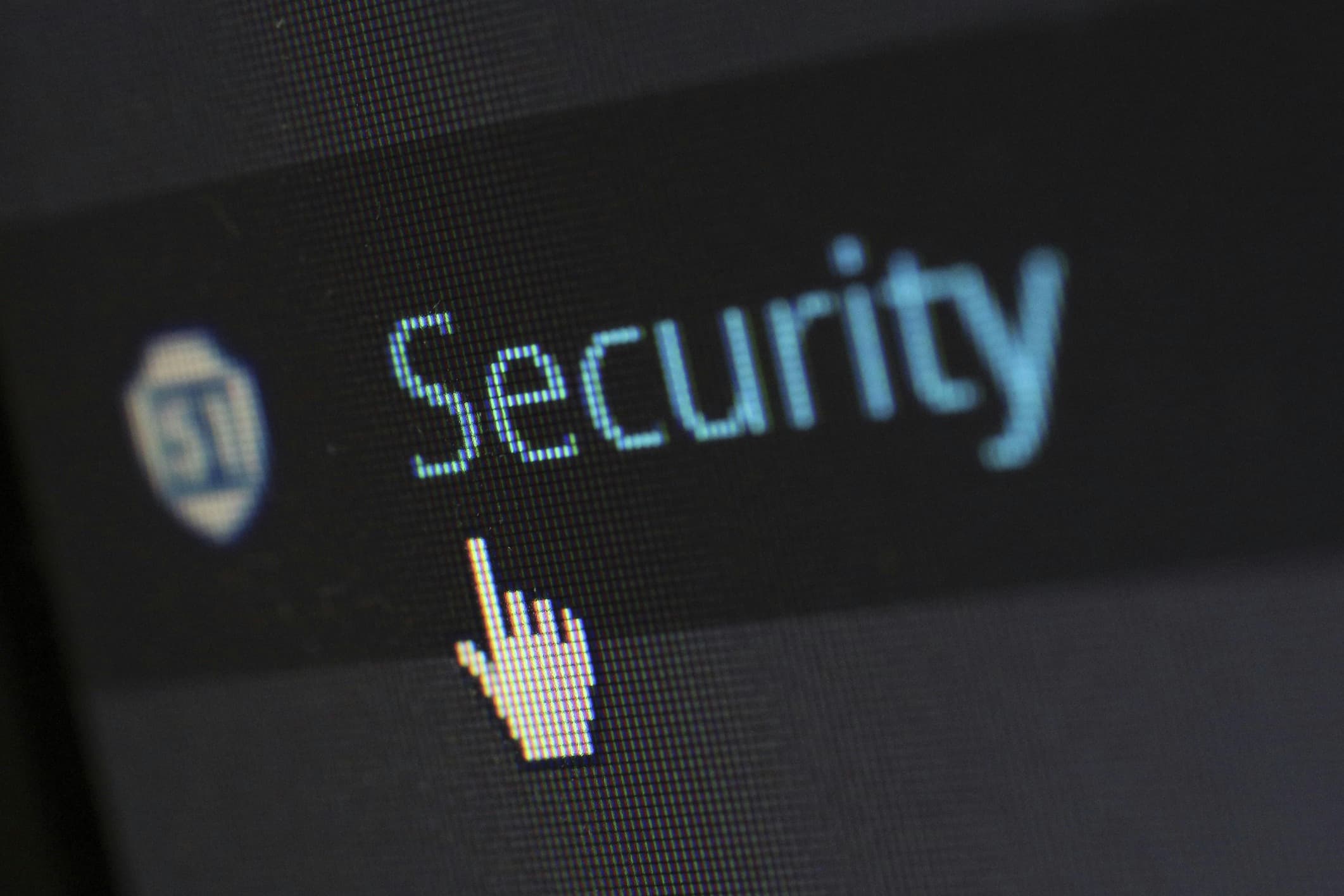 Pixelated cybersecurity interface representing security maturity assessment and digital protection frameworks